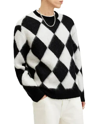 Allsaints Joker Oversized Crewneck Sweater In Black/white