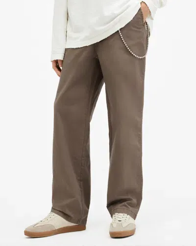 Allsaints Jovi Mid-rise Straight Fit Pants In Khaki Green