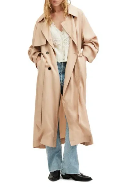 Allsaints Kikki Oversized Trench Coat In Sesame Beige