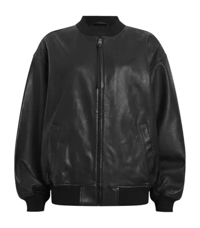 Allsaints Leather Belle Bomber Jacket In Black