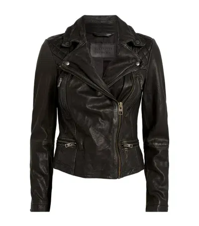 Allsaints Leather Cargo Biker Jacket In Black