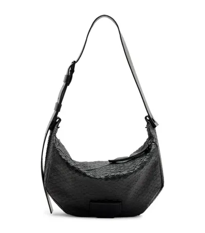 Allsaints Leather Madea Snake Shoulder Bag In Black