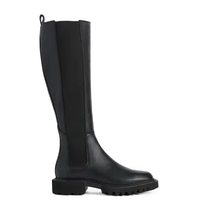 Allsaints Leather Maeve Knee-high Boots In Black