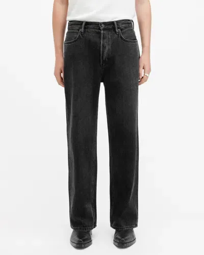 Allsaints Lenny Loose Fit Wide Leg Denim Jeans In Washed Black