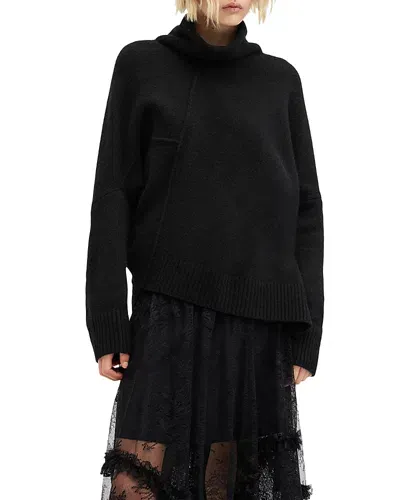 Allsaints Lock Roll Neck Sweater In Black