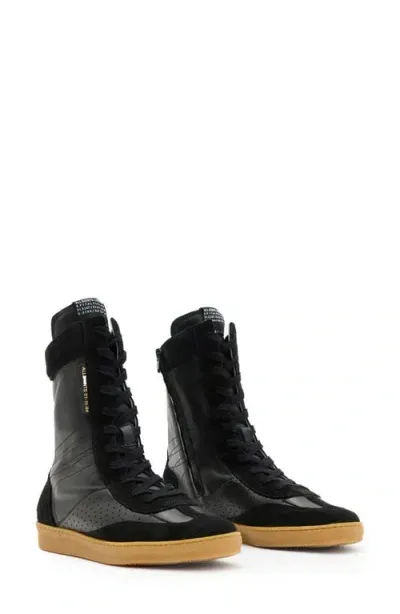 Allsaints Louise High Top Sneaker In Black