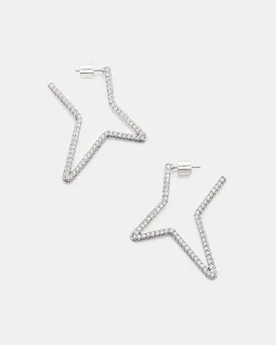 Allsaints Lux Star Hoop Earrings In Warm Silver