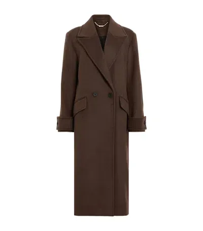 Allsaints Mabel Double-breasted Coat In Brown