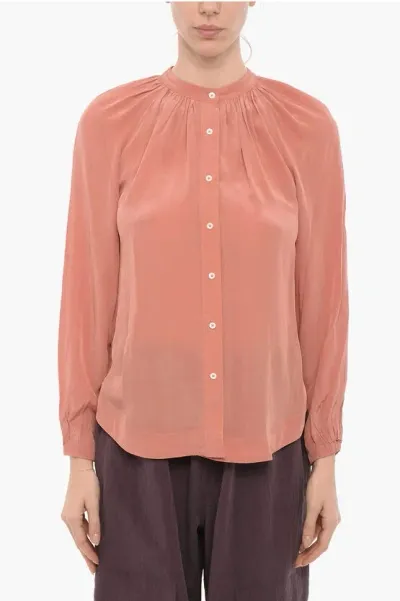 Allsaints Mandarin Collar Satin Hezzy Shirt In Pink