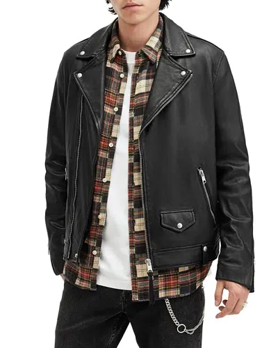 Allsaints Milo Leather Biker Jacket In Black