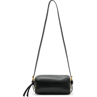 Allsaints Miro Leather Barrel Crossbody Bag In Black