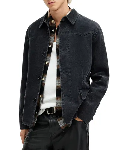 Allsaints Mission Corduroy Jacket In Faded Black