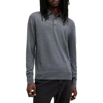 Allsaints Mode Merino Wool Polo Sweater In Smith Blue