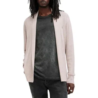 Allsaints Mode Merino Wool Shawl Collar Cardigan In Boston Taupe