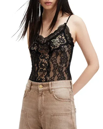 Allsaints Monica Lace Bodysuit In Black