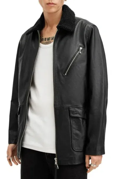 Allsaints Moriarty Leather Jacket In Black