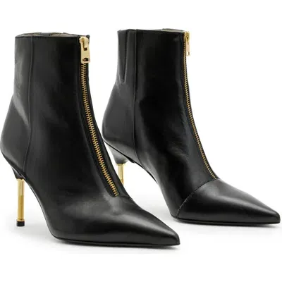 Allsaints Natasha Bootie In Black/warm Brass