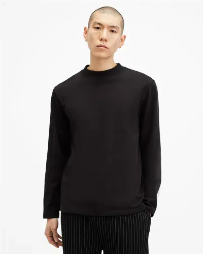 Allsaints Nero Mock Neck Relaxed Fit Sweatshirt In Jet Black