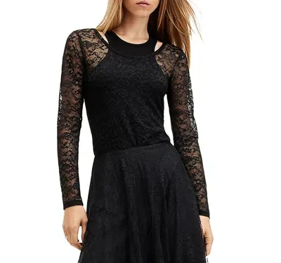 Allsaints Nori Lace Bodysuit In Black