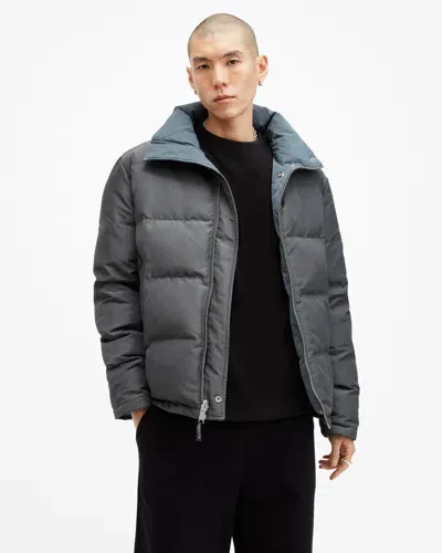 Allsaints Novern 2-in-1 Reversible Puffer Jacket In Ashy Blue/grey