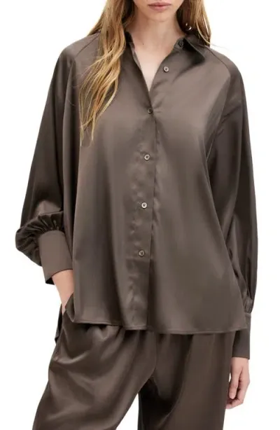 Allsaints Oana Button-up Shirt In Tarmac Green