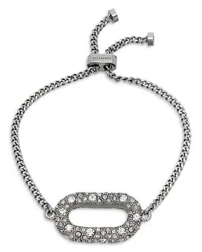 Allsaints Pave Link Slider Bracelet In Silver