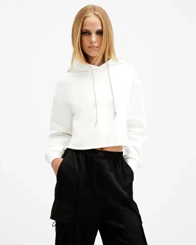 Allsaints Pippa Sparkle Embellished Drawcord Hoodie In Chalk White