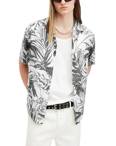 Allsaints Pulse Regular Fit Camp Shirt In Off White