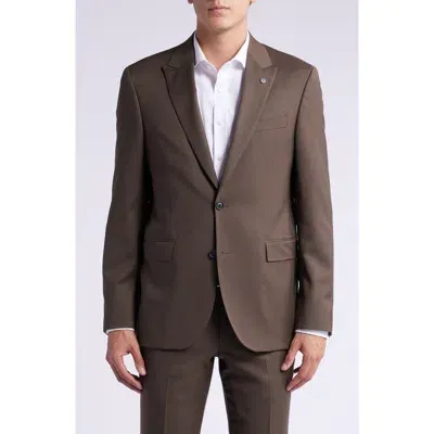 Allsaints Rawdon Peaked Lapel Slim Fit Wool Blazer In Brown