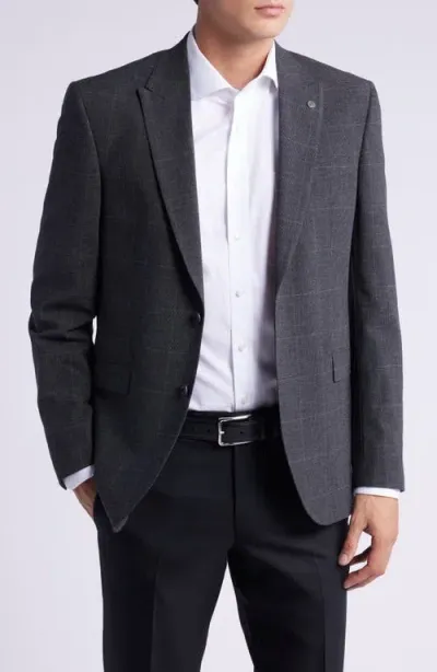 Allsaints Rawdon Peaked Lapel Slim Fit Wool Blend Sport Coat In Charcoal