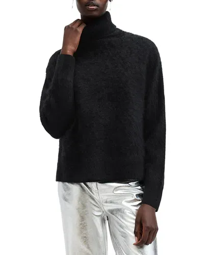 Allsaints Rebel Cashmere Roll Neck Sweater In Black