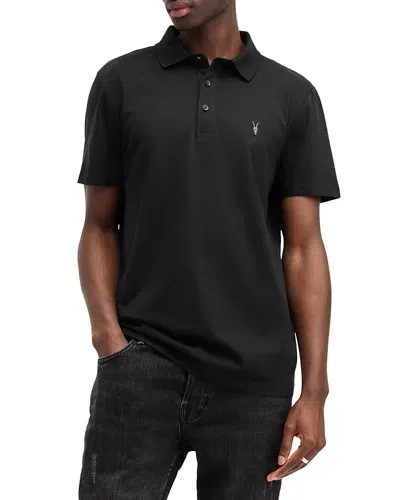 Allsaints Reid Cotton Pique Slim Fit Polo Shirt In Jet Black