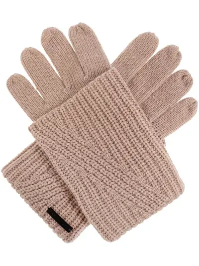 Allsaints Ribbed-knit Gloves In Neutral