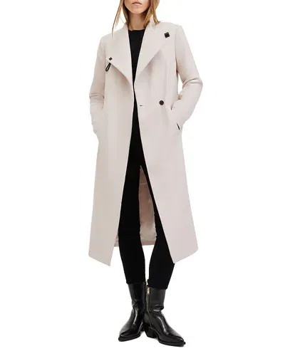 Allsaints Riley Wool Blend Coat In Desert White