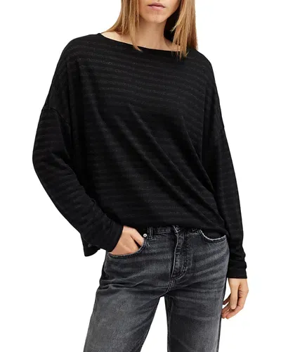 Allsaints Rita Stripe Tee In Black Shimmer