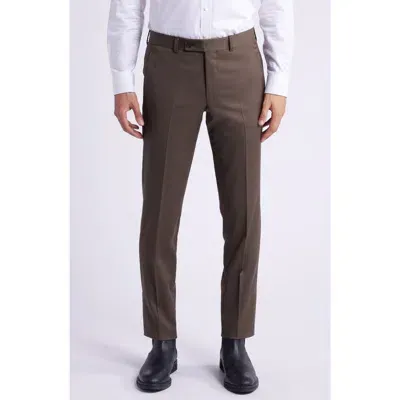 Allsaints Ross Solid Slim Fit Taper Leg Wool Blend Pants In Brown