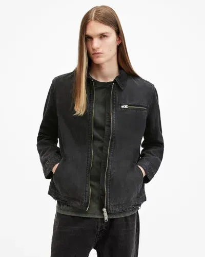 Allsaints Rothwell Corduroy Collar Jacket In Washed Black