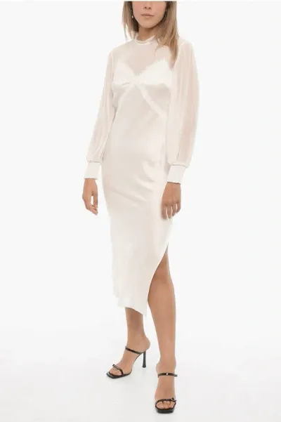 Allsaints Satin Bailey Dress With Lace Trims In White