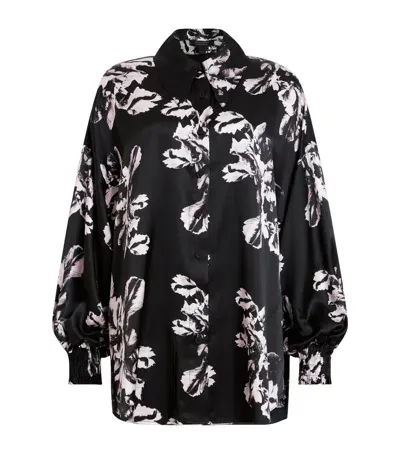 Allsaints Satin Oversized Charli Shirt In Black