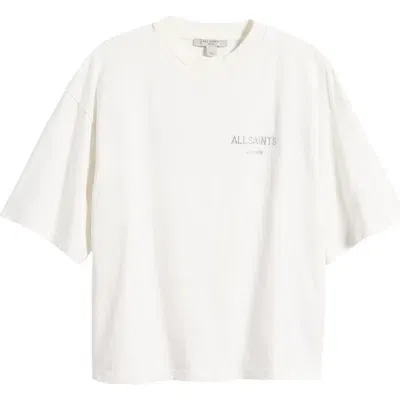 Allsaints Sequin Logo Oversize Cotton Graphic T-shirt In White