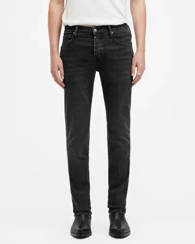 Allsaints Sid Skinny Fit Denim Jeans In Washed Black