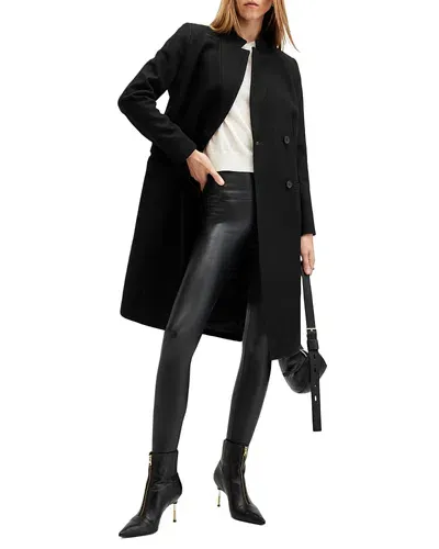 Allsaints Sidney Double Breasted Coat In Black