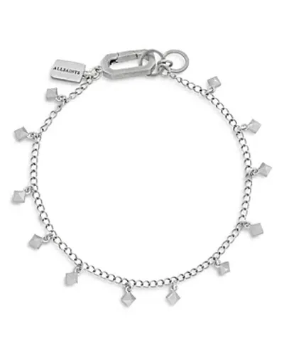 Allsaints Sterling Silver Pyramid Charm Bracelet