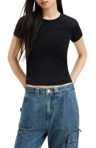 Allsaints Stevie Cotton Crop T-shirt In Black