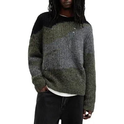 Allsaints Sur Colorblock Alpaca Blend Sweater In Green/black