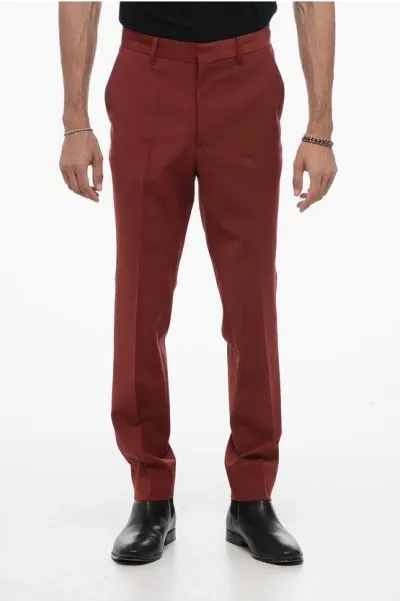 Allsaints Raides Straight-leg Skinny-fit Recycled-polyester Trousers In Dulled Red