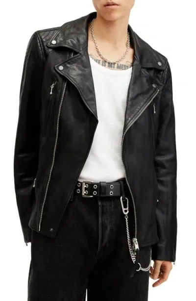 Allsaints Thurman Leather Biker Jacket In Black