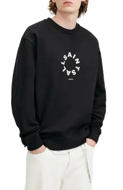 Allsaints Tierra Cotton Graphic Sweatshirt In Jet Black