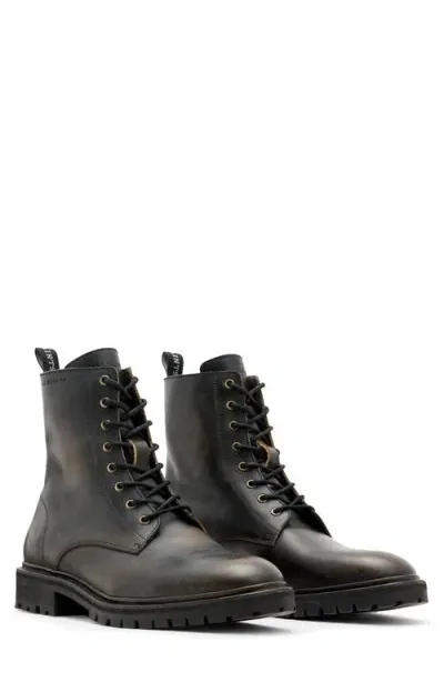 Allsaints Tobias Plain Toe Boot In Dark Brown