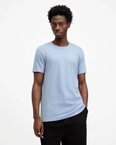 Allsaints Tonic Crew Neck Slim Ramskull T-shirt In Ashcott Blue